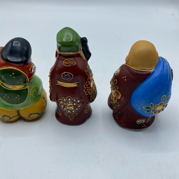 Vtg Kutani Seven  7 Lucky Gods Figurines Shichifukujin 4” Porcelain Hand Painted - Picture 6 of 7